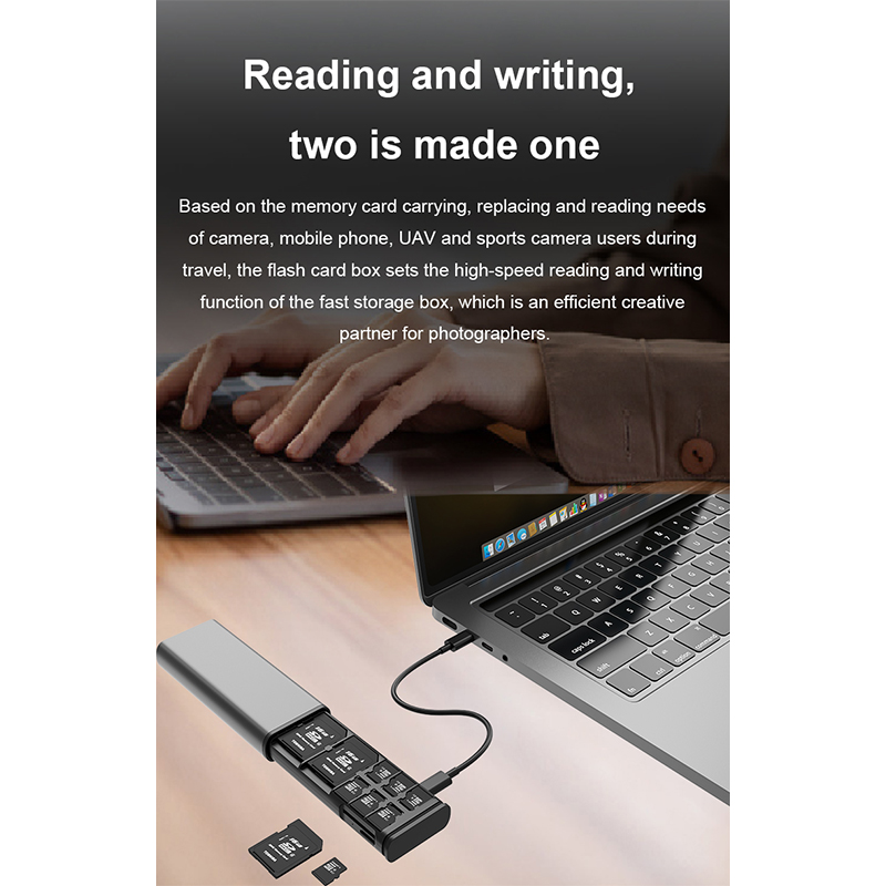 How does the data transfer speed of a high-speed card reader box affect work efficiency?