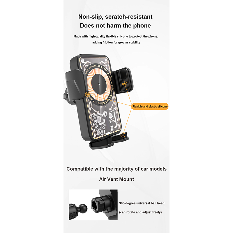 How does the transparent car electric wireless charging stand achieve the dual advantages of invisible beauty and efficient charging?